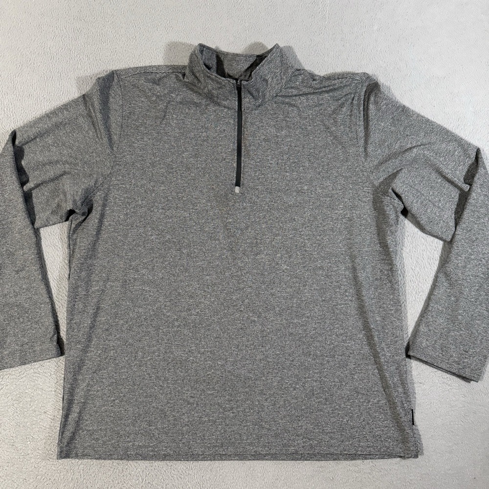 Gerry Pullover Mens 2XL Gray Striped 1/4 Zip Stretch Long Sleeve Athletic Top
